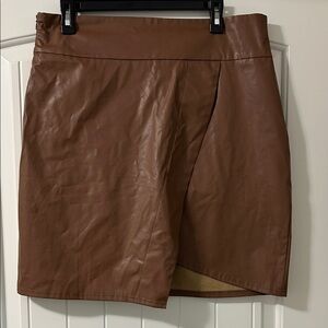 Brown Faux Leather Women Shorts